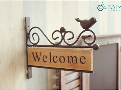 Bảng welcome áp tường viền khung sắt cổ điển số 19